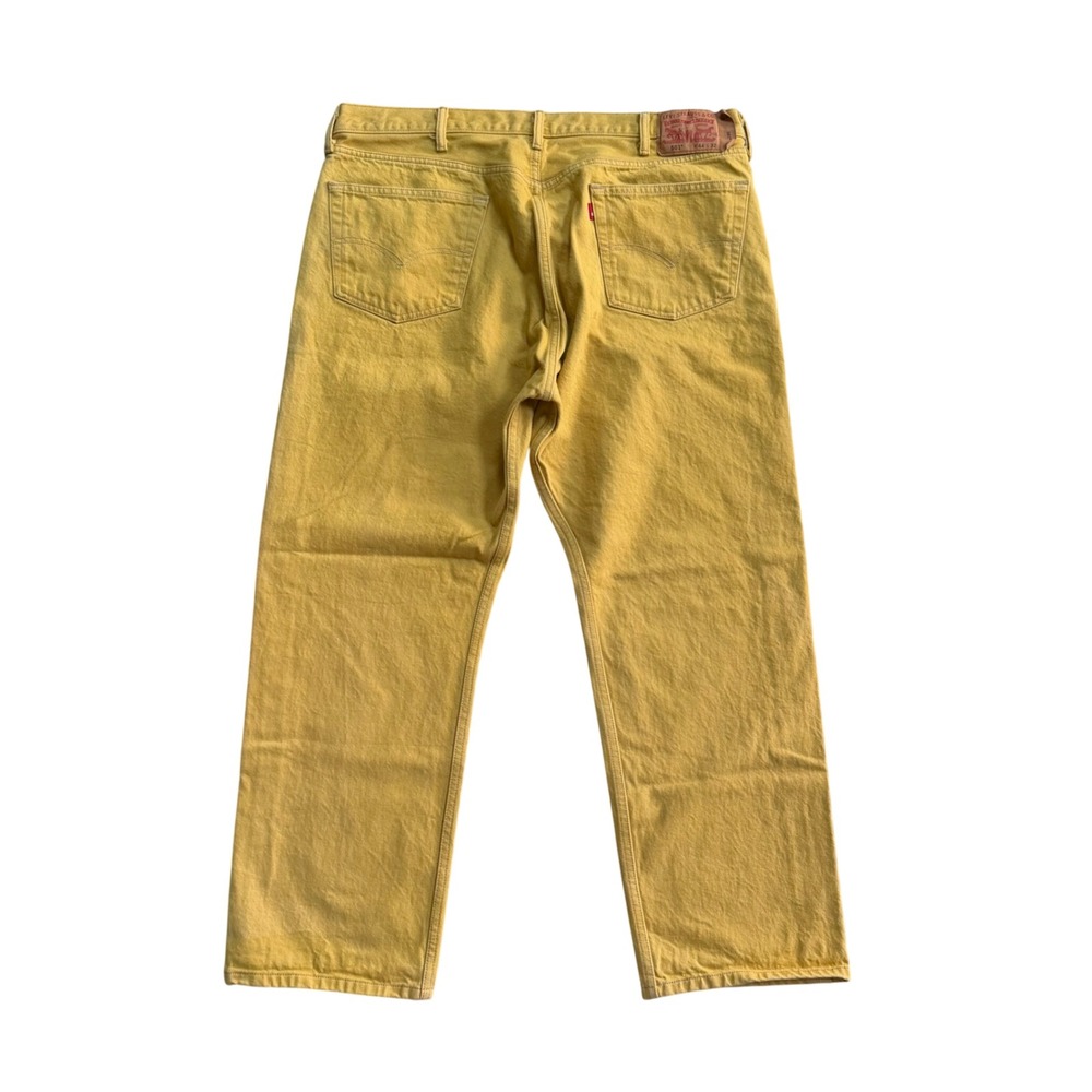 Levis 501 Original Fit Mustard Yellow Denim Jeans Mens 44x29.5 - Picture 2 of 9